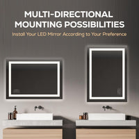 Royalty LED Bathroom Mirror - Backlit & Front Lighted Bathroom Vanity Mirror - anti Fog (48'' X 36'')