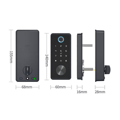 Black TT Lock Deadbolt Ttlock APP Door Lock Smart Card Electronic for Security Mortise Smart Home ,Integrated Smart Home