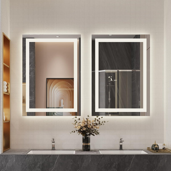 LED Bathroom Mirror Built for Modern Homes, Anti-Fog Function, Touch Controls, Dual Lighting, 48x36 Inch