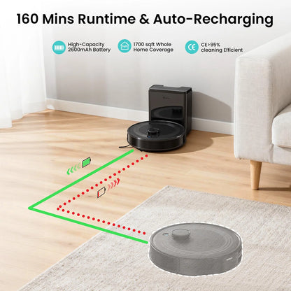 M2 plus Lidar Navigation Robot Vacuum and Mop, 7000Pa Suction, Multi-Floor Mapping, Self-Emptying and Filling, Robot Vacuum for Floors Pet Hair