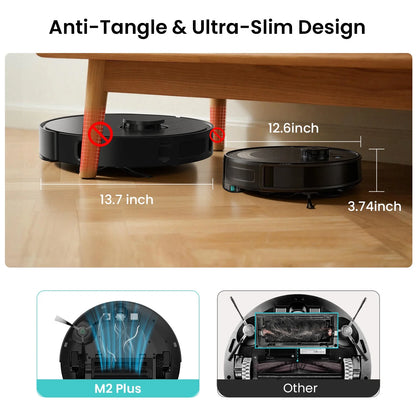 M2 plus Lidar Navigation Robot Vacuum and Mop, 7000Pa Suction, Multi-Floor Mapping, Self-Emptying and Filling, Robot Vacuum for Floors Pet Hair