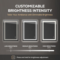 Royalty LED Bathroom Mirror - Backlit & Front Lighted Bathroom Vanity Mirror - anti Fog (48'' X 36'')