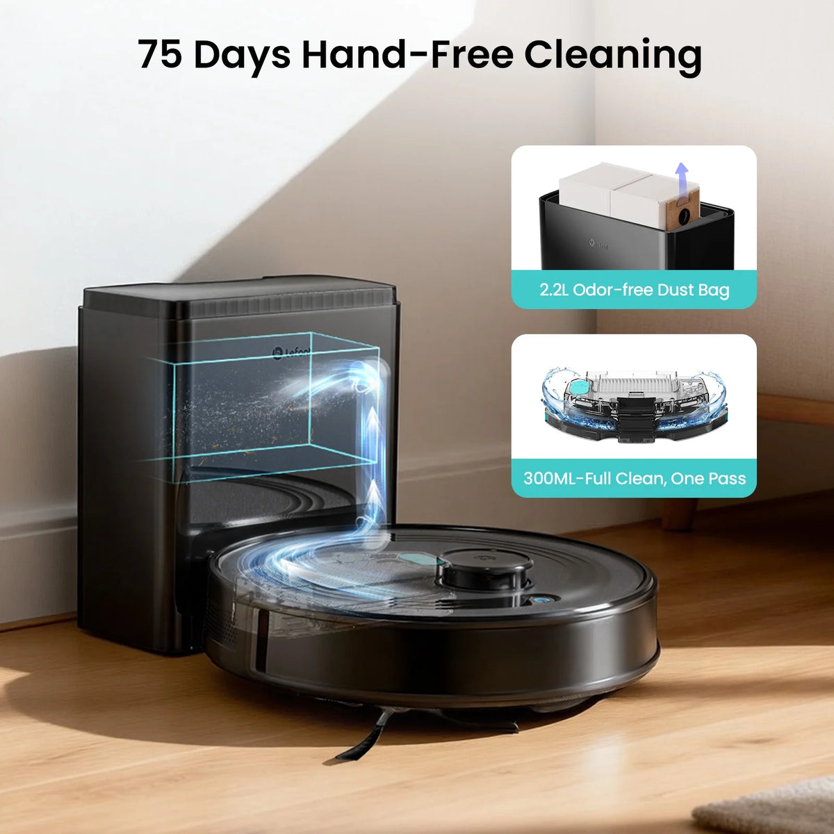 M2 plus Lidar Navigation Robot Vacuum and Mop, 7000Pa Suction, Multi-Floor Mapping, Self-Emptying and Filling, Robot Vacuum for Floors Pet Hair