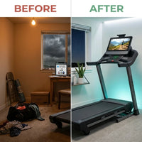 Home Treadmill Built for Connected Workouts, 16" HD Touchscreen, 0-12 MPH Speed, SelectFlex Cushioning — Before & After